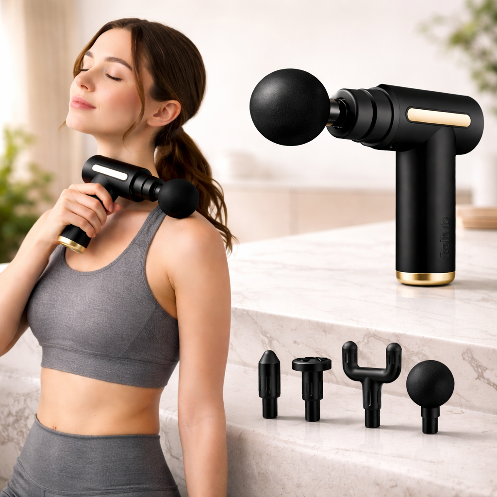VibraMax - Pistola Massageadora 4 em 1 + Brinde