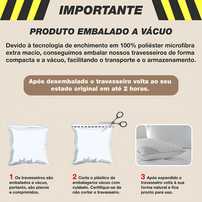 Kit 2 Travesseiros Toque De Pluma 100% Algodão