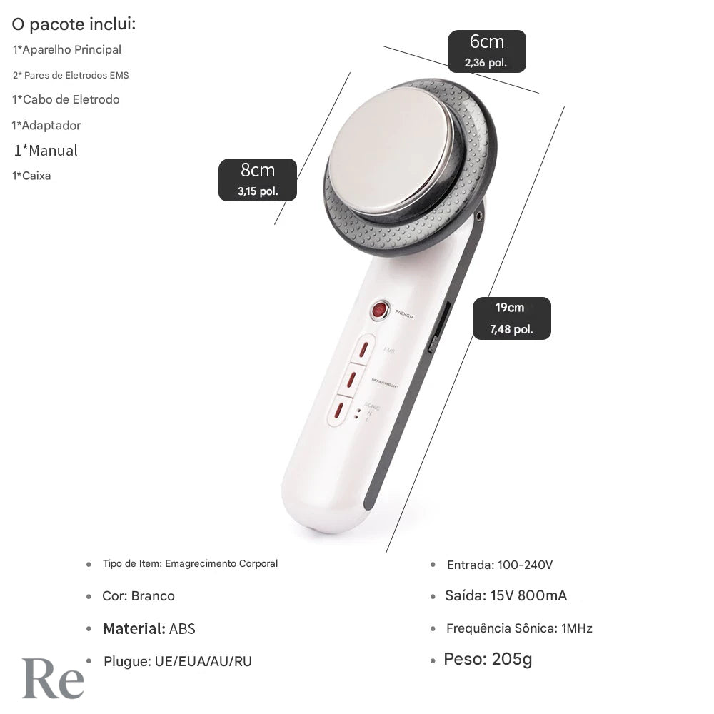 Massageador Facial e Corporal com e Infravermelho – Redução de Celulite
