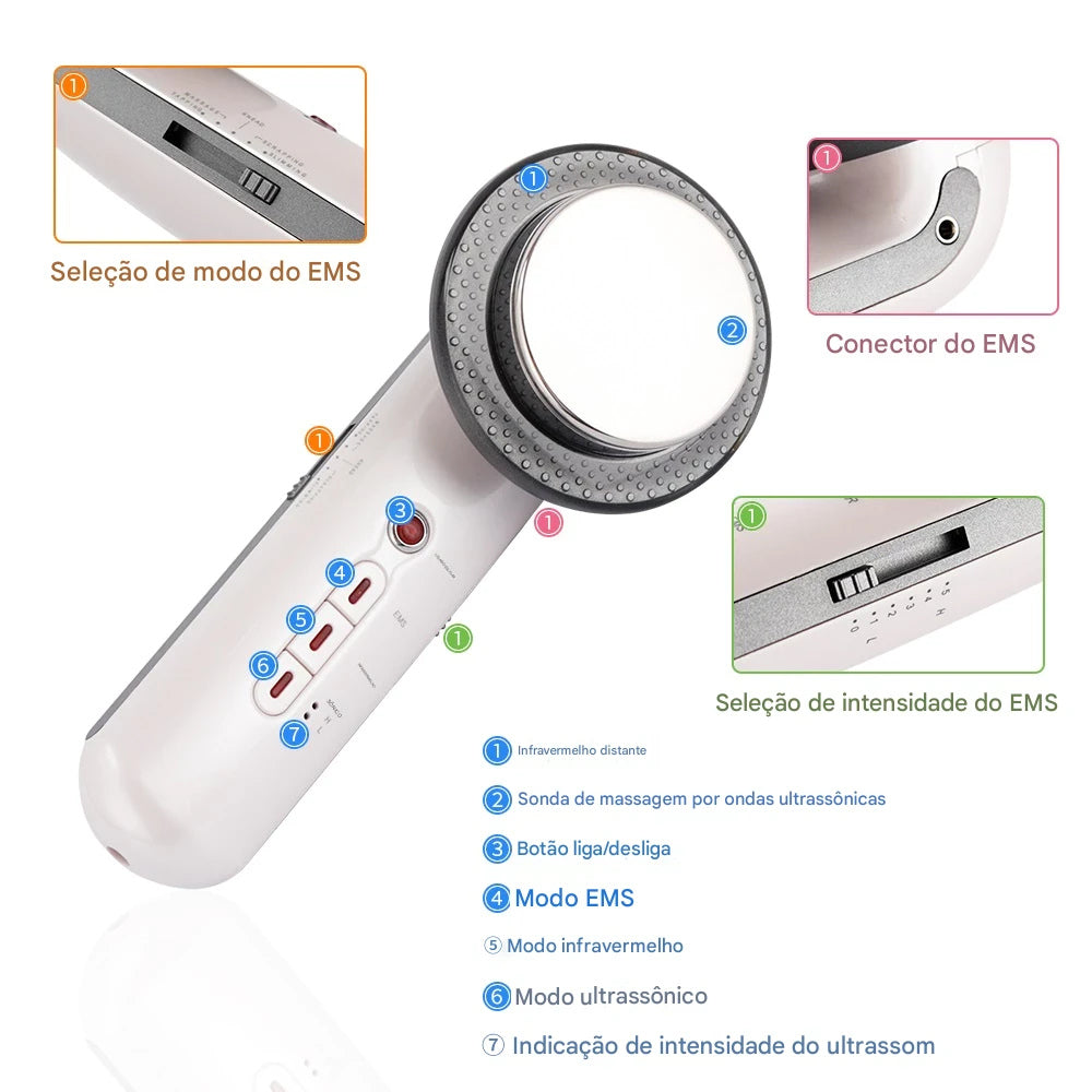 Massageador Facial e Corporal com e Infravermelho – Redução de Celulite