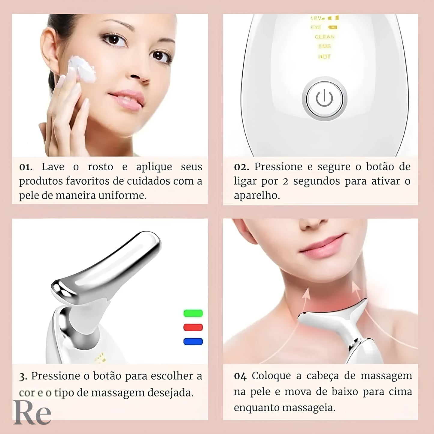Massageador Facial Aquecido para Rejuvenescimento de pele