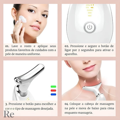 Massageador Facial Aquecido para Rejuvenescimento de pele