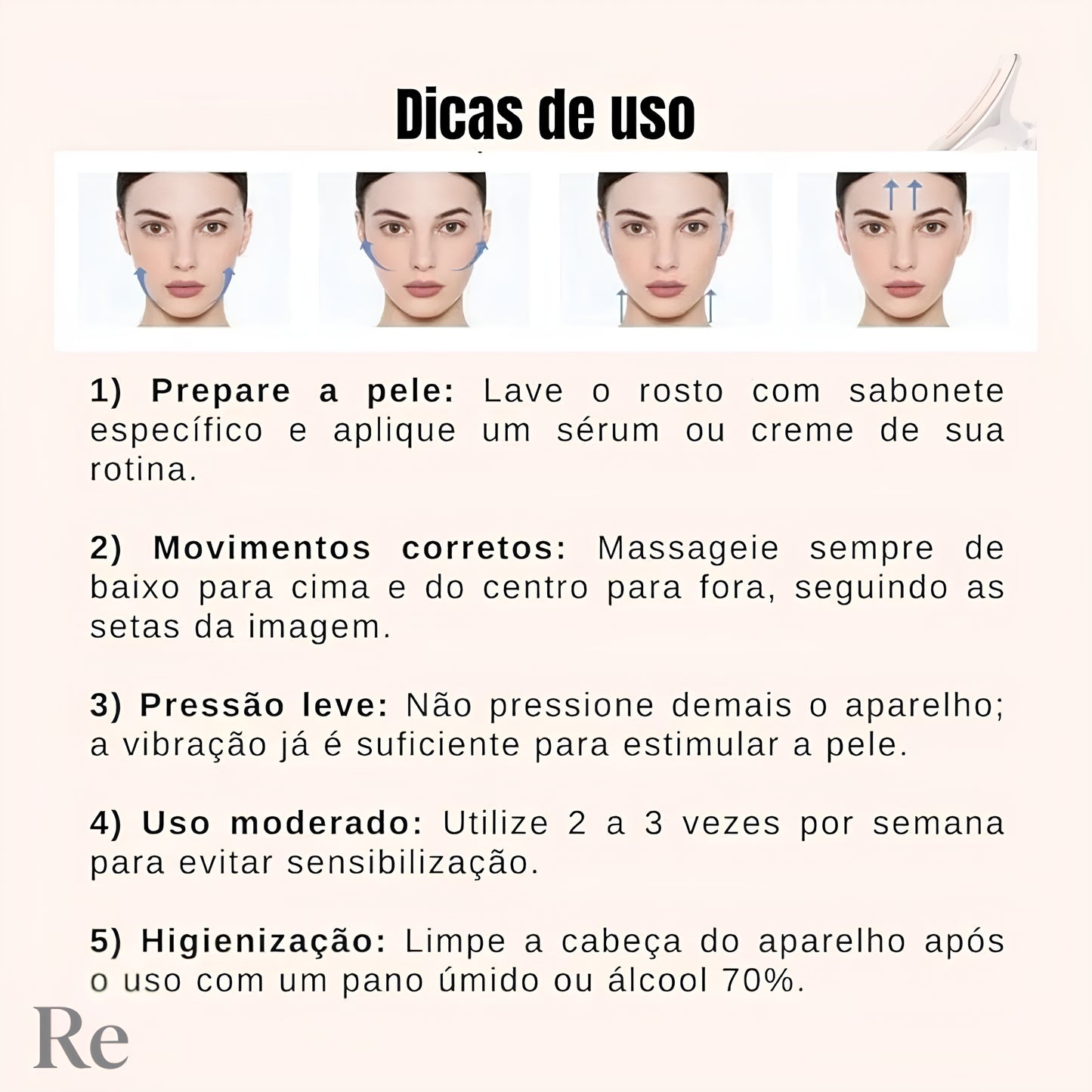 Massageador Facial Aquecido para Rejuvenescimento de pele