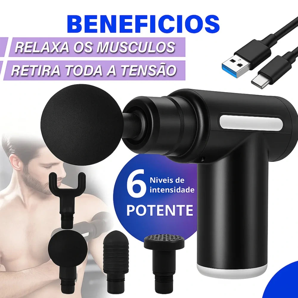 VibraMax - Pistola Massageadora 4 em 1 + Brinde