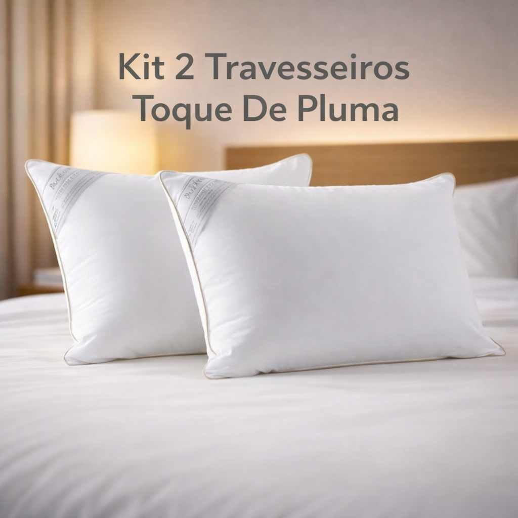 Kit 2 Travesseiros Toque De Pluma 100% Algodão